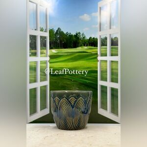 Viridian  Glossy Blue/Green Ceramic Planter Pot without drainage hole